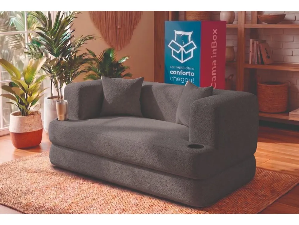 Sofá Cama Muna. 1,88m Xpand Tech Tecido Bouclê Cama Inbox
