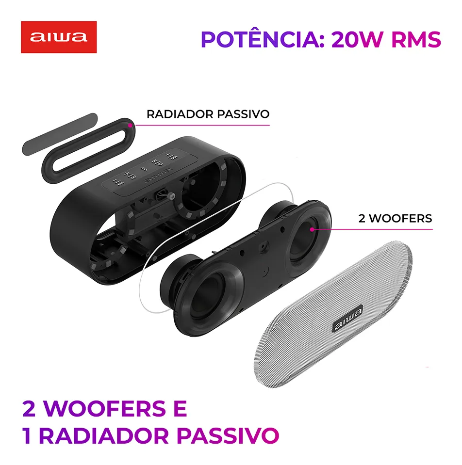 Aiwa Caixa De Som Speaker Bluetooth Cor Preto Aiwa
