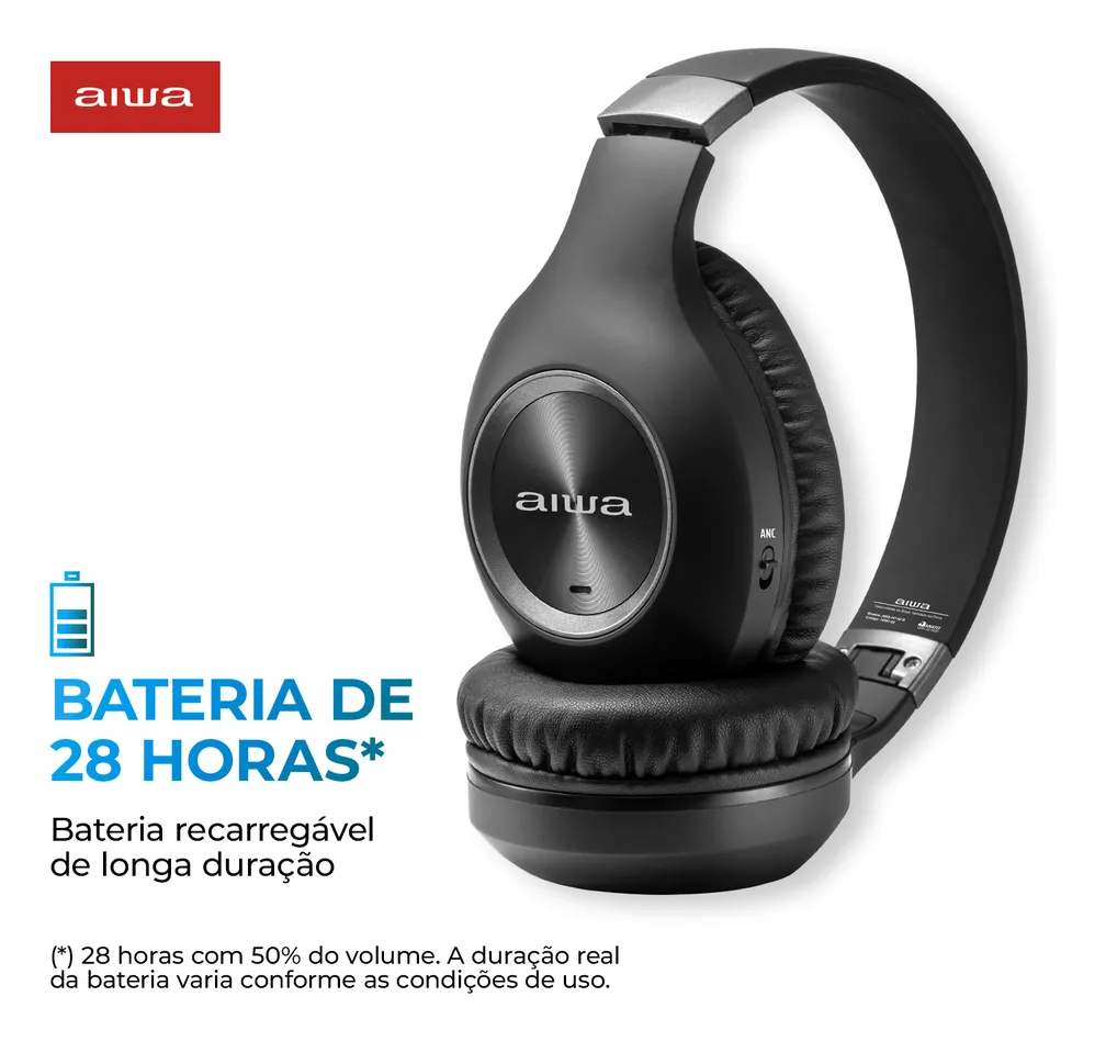 Fone de Ouvido Headphone AIWA Bluetooth ANC Alta Definição